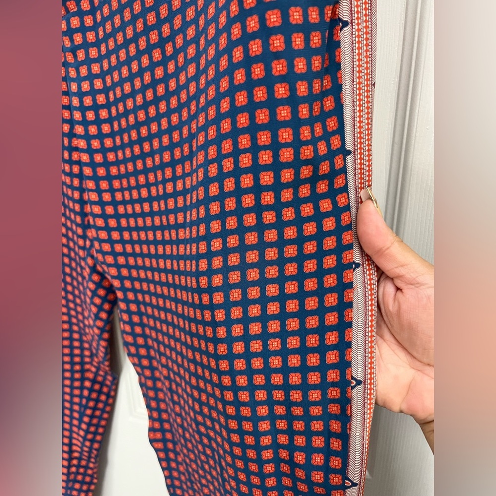 NWT Joie Olaya 100% Silk Printed Trousers Pants Mallard Blue Size 6 - Picture 7 of 12